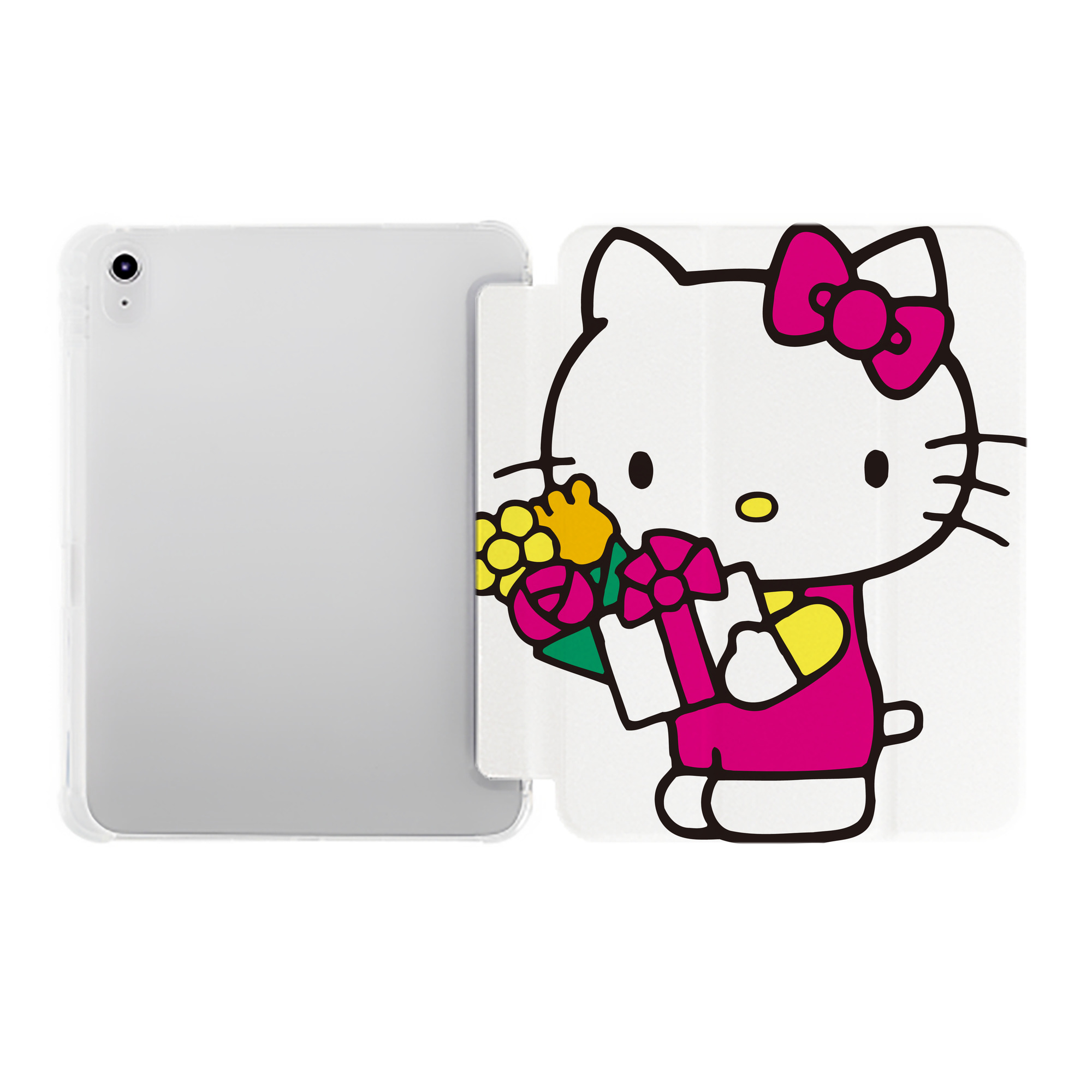 （画像用） Hello Kitty ハローキティ IPad ケース ペン収納付き 三つ折りスタンド PUレザー×シリコン 対応機種9.5/10.5/10.9インチ